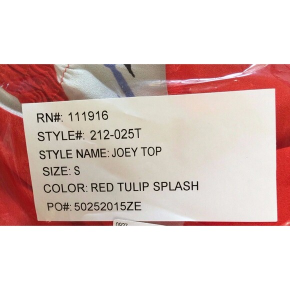 NWT‎ Yumi Kim Top SMALL Red Tulip Splash Keyhole Tie Pullover Blouse $158 - Picture 3 of 4